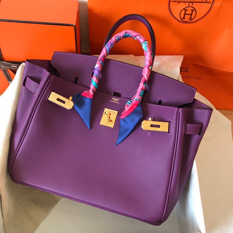 Hermes Birkin 35CM Togo Leather Handbag Anemone Purple